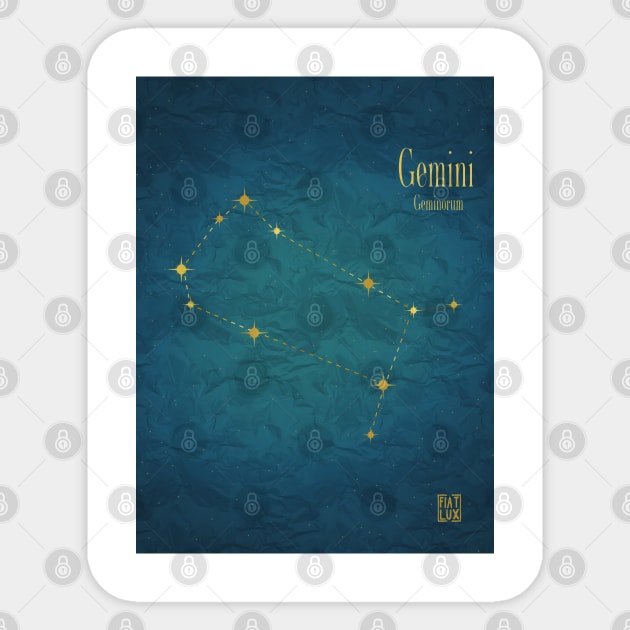 Night Sky Constellations - Gemini Sticker by fiatluxillust